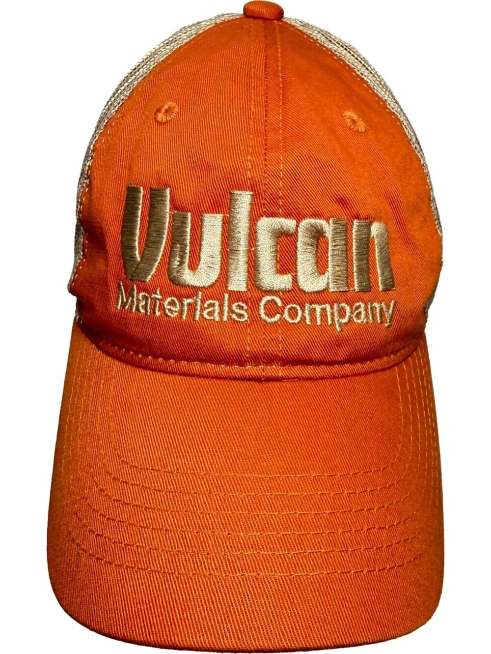 Vulcan Materials Company Trucker Hat Burnt Orange Mesh Back Strapback Cap 1 Size